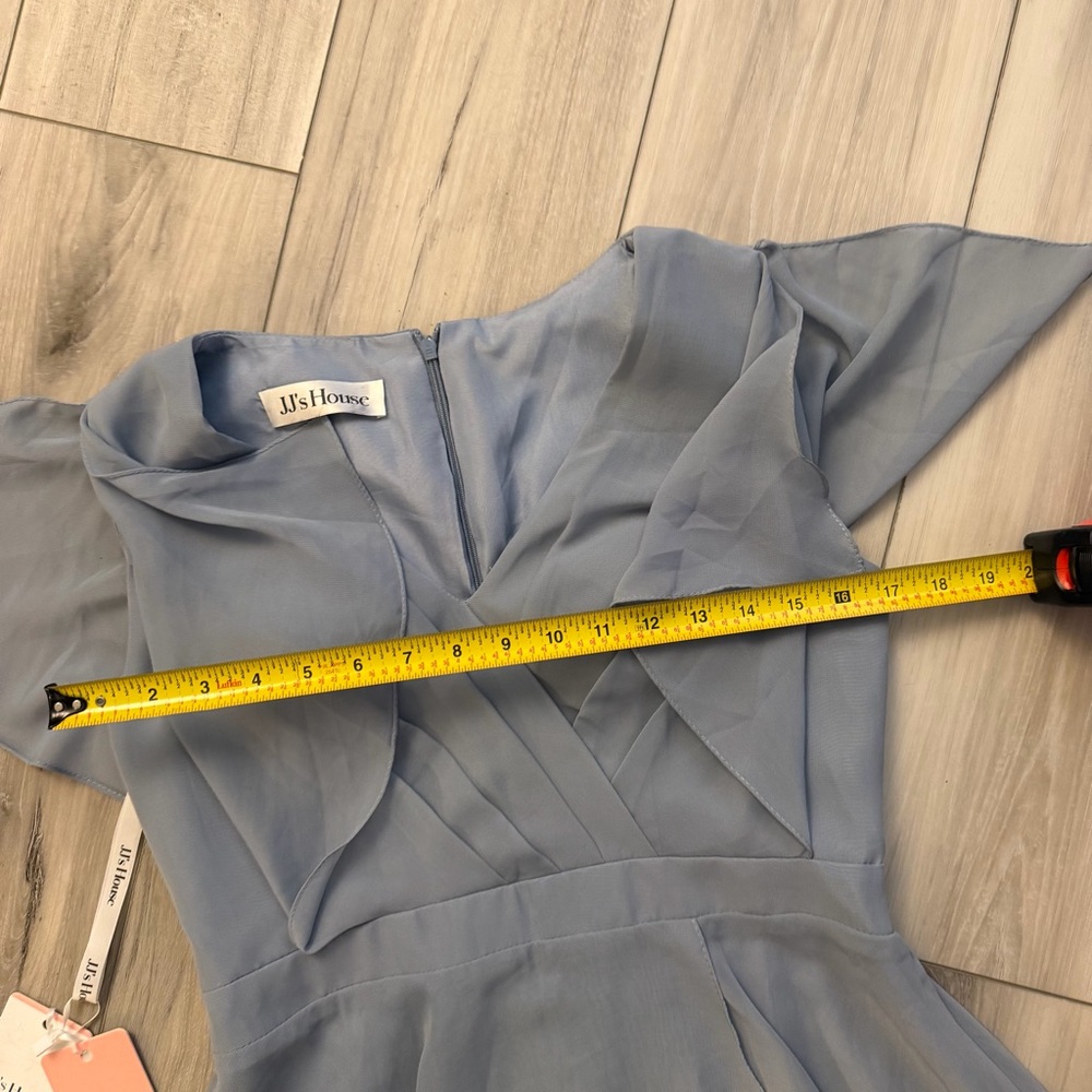 JJ's House Dusty Blue Chiffon Midi Dress Size 10 Bridesmaid - Picture 6 of 13